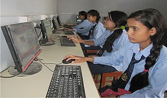 Student at keyboard